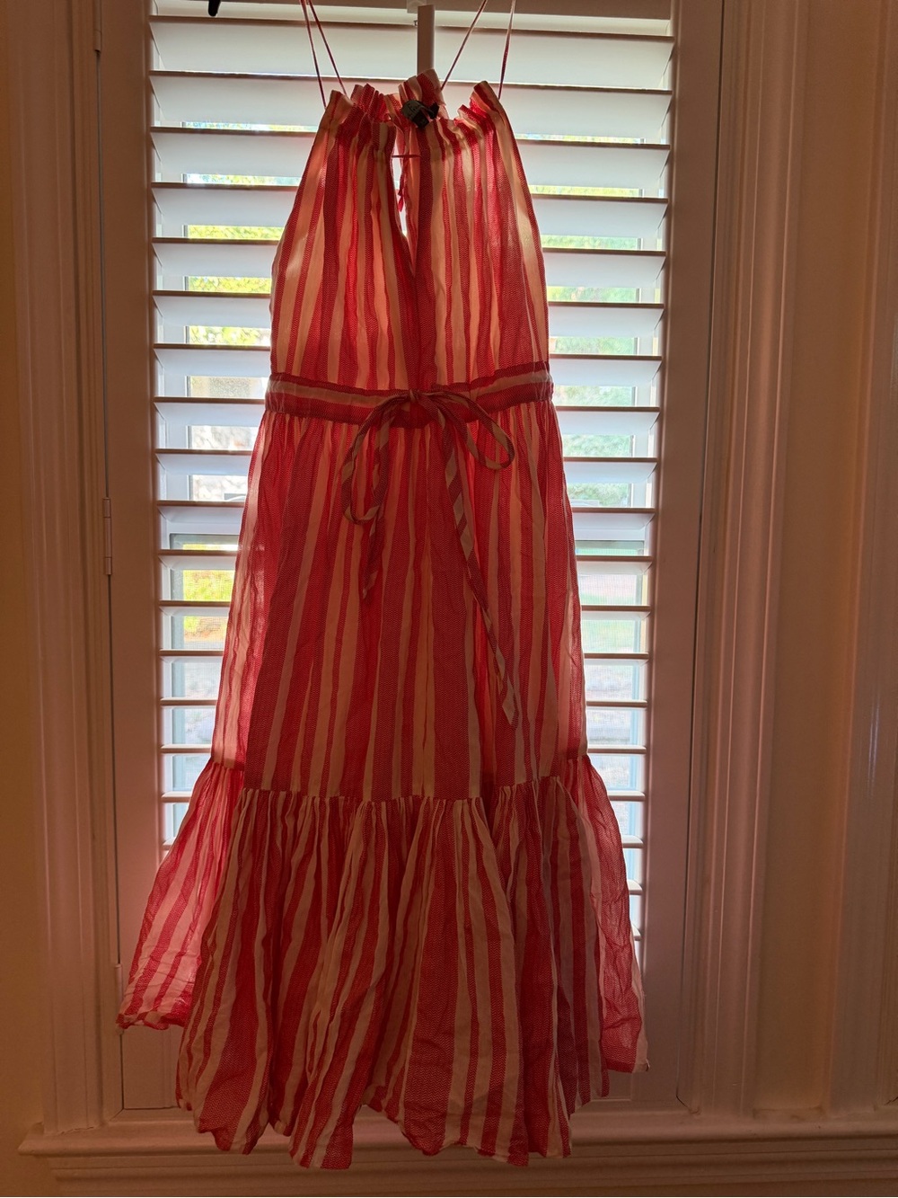 Red and White Stripe Halter Sundress